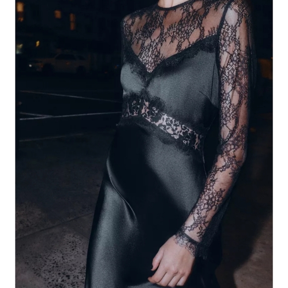 Zara Long Combination Lace Dress - Picture 3 of 8